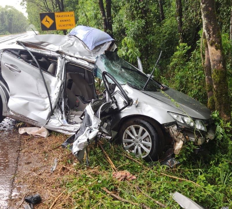 Veículo colide em árvore e deixa feridos na ERS 155 em Santo Augusto