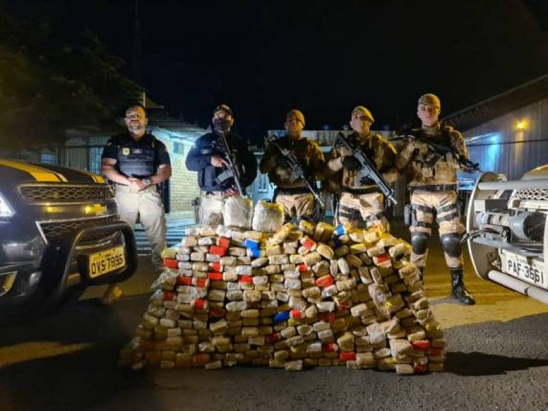 Operação conjunta da PRF e Polícia Militar apreende 240 kg de maconha e 1 kg de skunk em Caçador