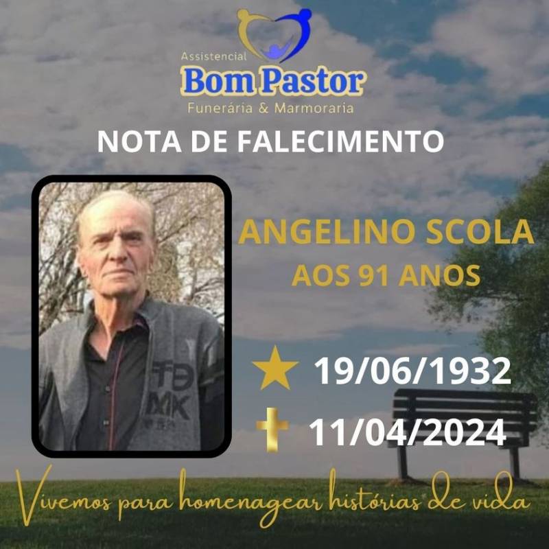 Familiares participam o falecimento do senhor ANGELINO SCOLA