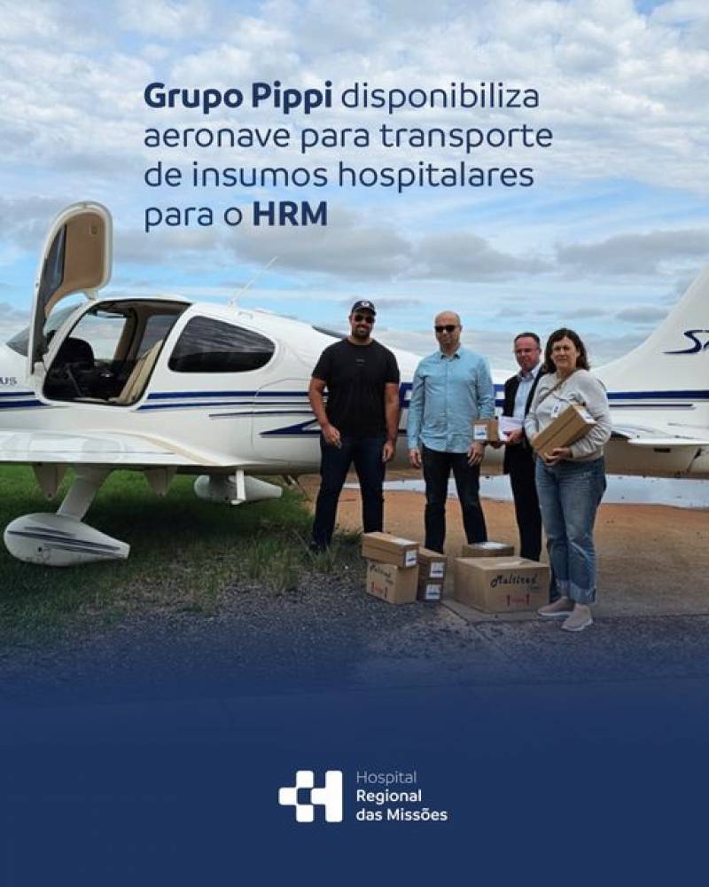 Grupo Pippi disponibiliza aeronave para transporte de insumos hospitalares para o HRM