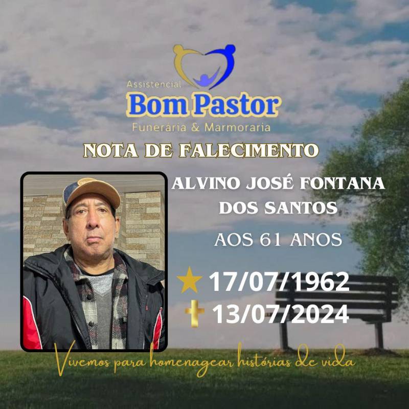 Familiares participam o falecimento do Senhor ALVINO JOSÉ FONTANA DOS SANTOS