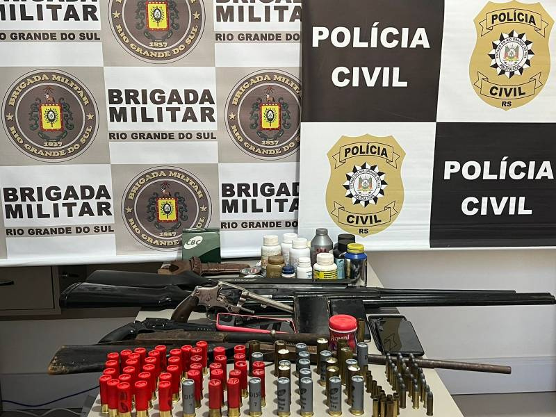 Brigada militar e Policia Civil realizam prisões, apreendem armas e munições em São Miguel das Missões