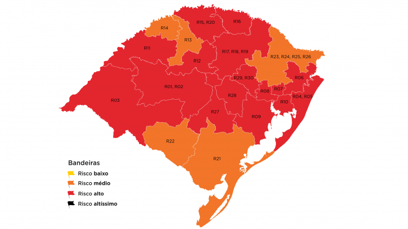 Com recursos negados, Estado tem 16 regiões em vermelho na 41ª rodada do Distanciament
