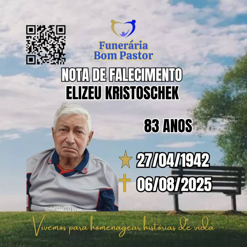 Familiares participam o falecimento do Senhor ELIZEU KRISTOSCHEK