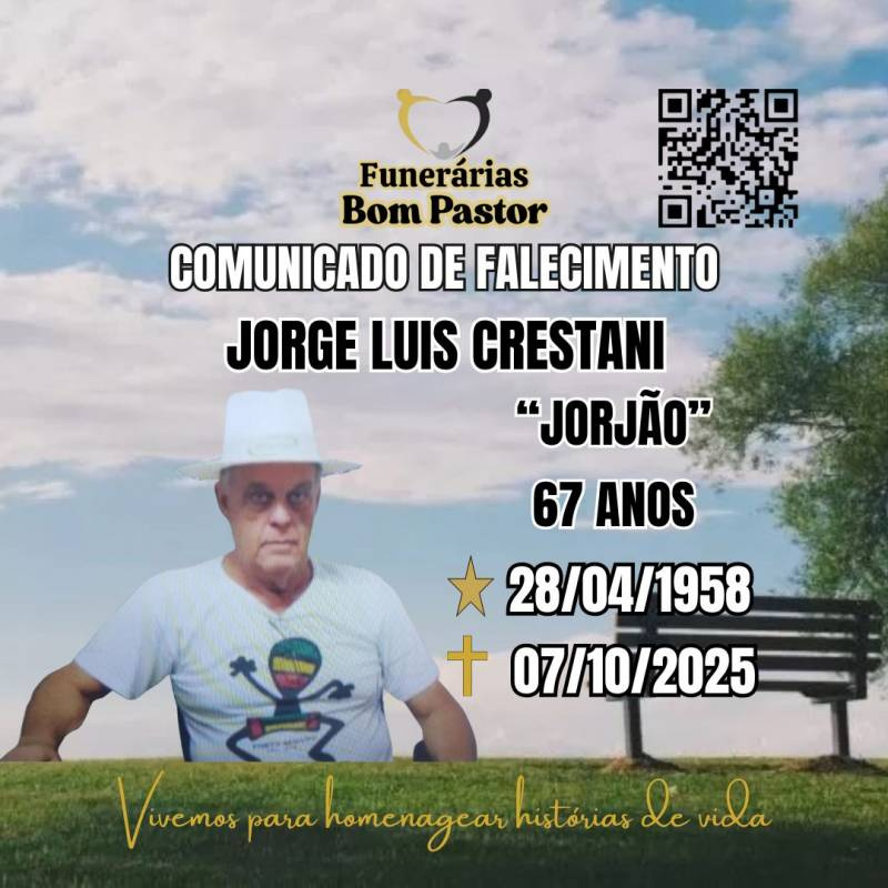 Familiares participam o falecimento do Senhor JORGE LUIS CRESTANI (JORJÃO)