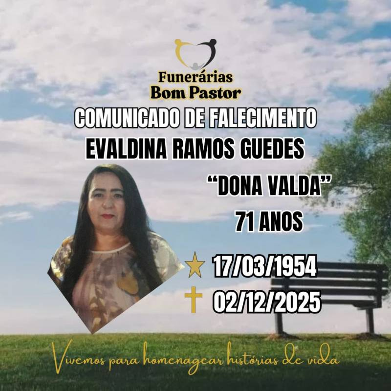Familiares participam o falecimento da Senhora EVALDINA RAMOS GUEDES, carinhosamente conhecida como 