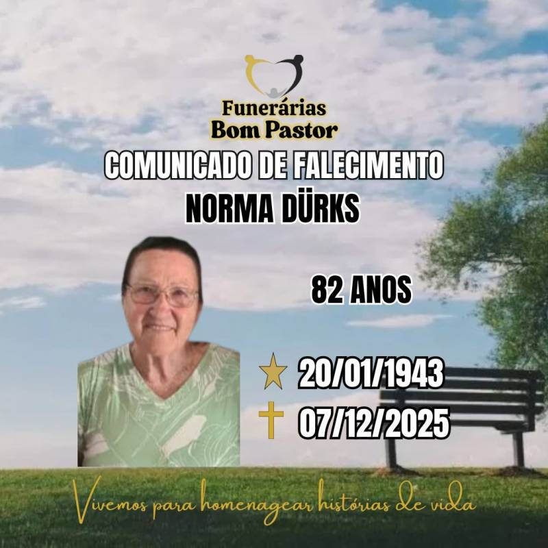 Familiares participam o falecimento da Senhora NORMA DÜRKS