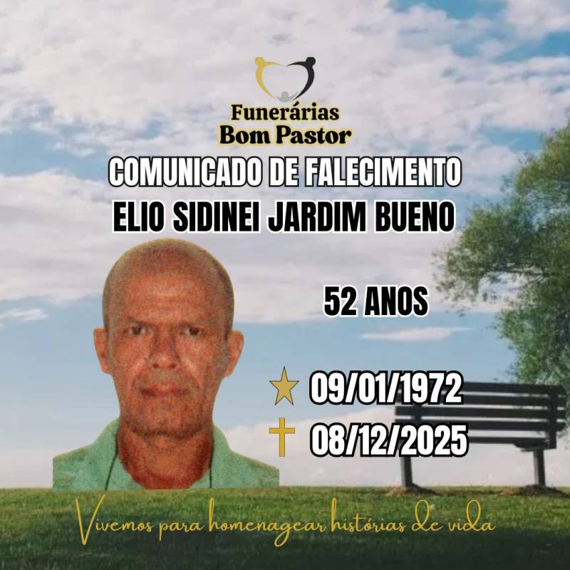 Familiares participam o falecimento do Senhor Elio Sidinei Jardim Bueno