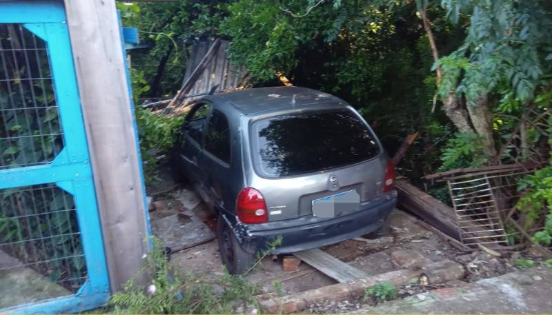Carro desgovernado invade pátio de residência e mata cães em Santo Ângelo