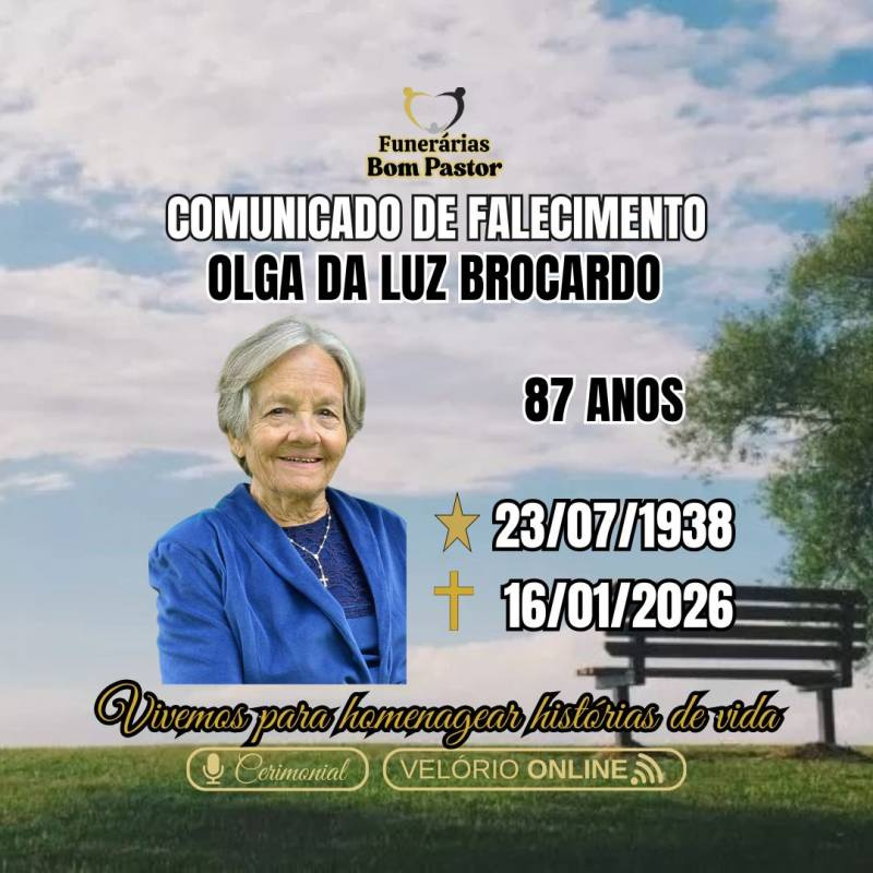 Familiares participam o falecimento da Senhora OLGA DA LUZ BROCARDO