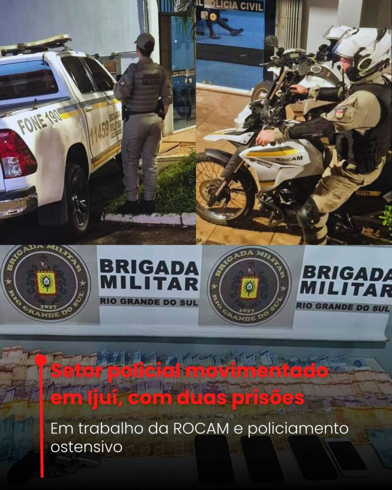 Duas ocorrências da Brigada Militar são registradas na noite deste domingo em Ijuí