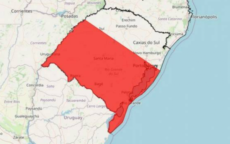 RS tem alerta vermelho para tempestade e risco de granizo nesta quinta-feira