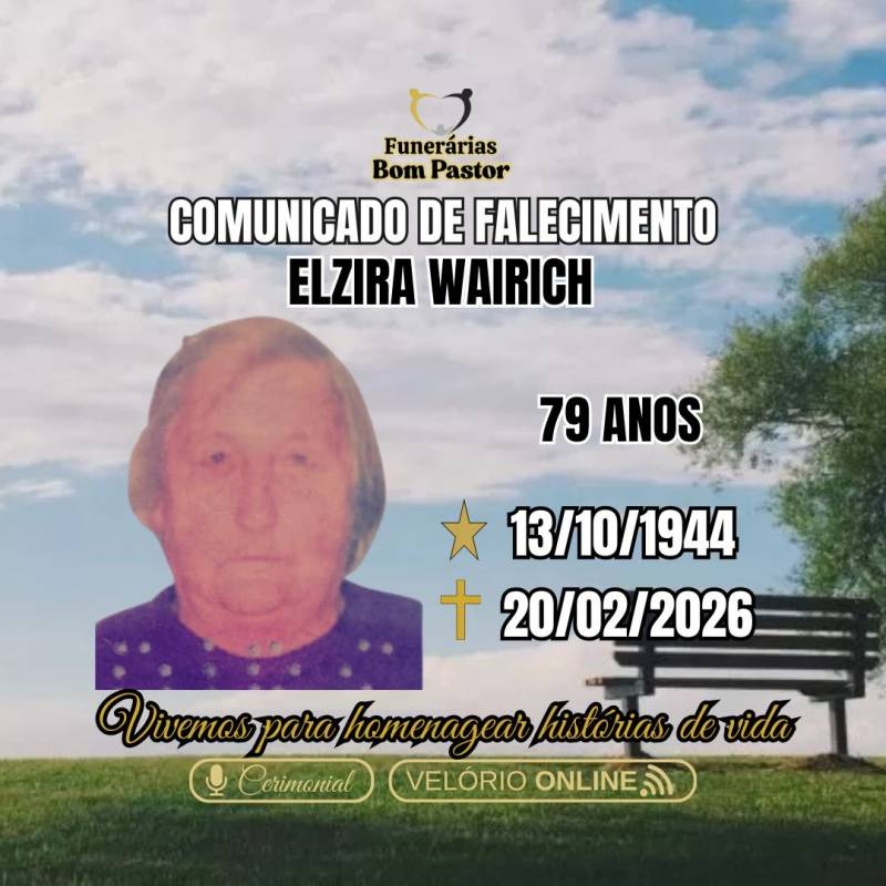 Familiares participam o falecimento da Senhora Elzira Weirich