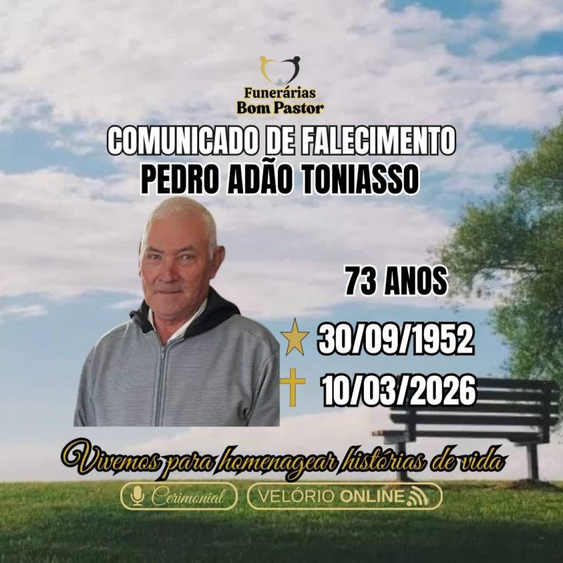 Familiares participam o falecimento do Senhor Pedro Adão Toniasso