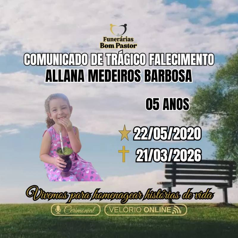 Familiares participam o falecimento de ALLANA MEDEIROS BARBOSA