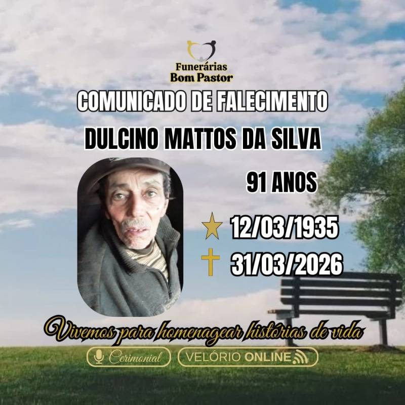 Familiares participam o falecimento do Senhor Dulcino Mattos da Silva