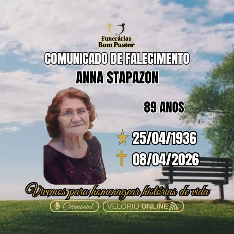 Familiares participam o falecimento da Senhora ANNA STRAPAZON