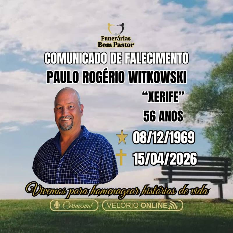 Familiares participam o falecimento do Senhor PAULO ROGÉRIO WITKOWSKI
