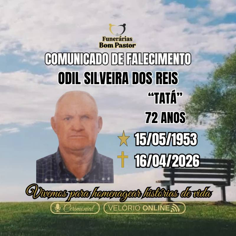 Familiares participam o falecimento do senhor Odil Silveira dos Reis, mais conhecido como