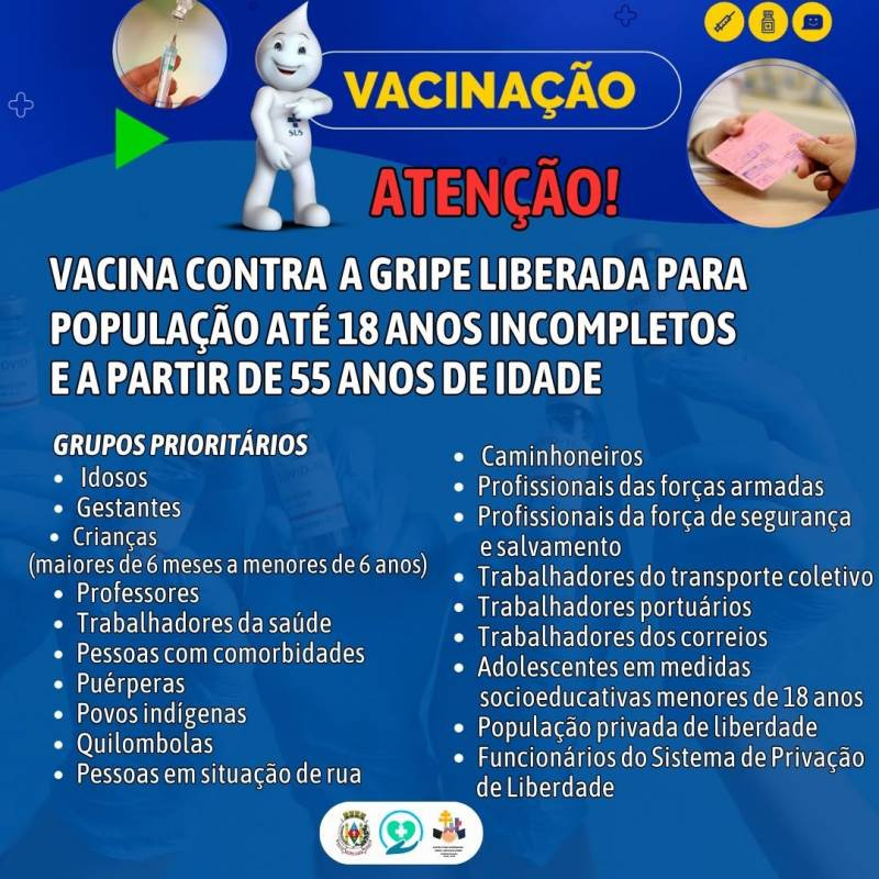 Vacina contra a gripe está liberada para a população de até 18 anos e a partir dos 55 anos em Entre-Ijuis