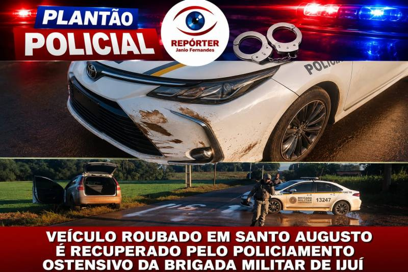 Veículo roubado em Santo Augusto é recuperado após perseguição; suspeito é preso em Ijuí