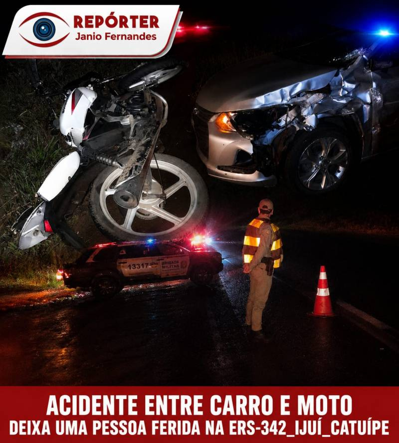 Motociclista fica gravemente ferido em acidente na ERS-342 entre Ijuí e Catuípe