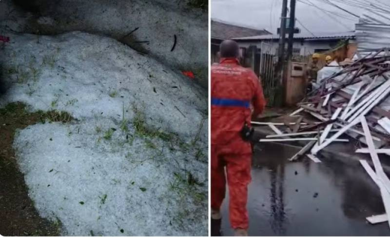 Granizo e vento destelham mais de 100 casas e deixam 400 desalojados no RS