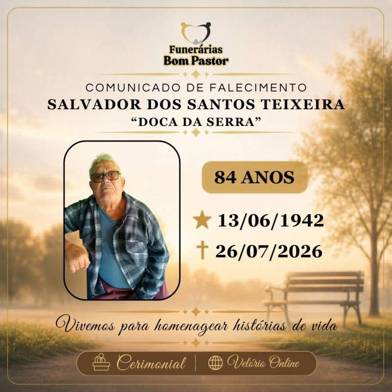 Familiares participam o falecimento de Salvador dos Santos Teixeira, conhecido “Doca da Serra”