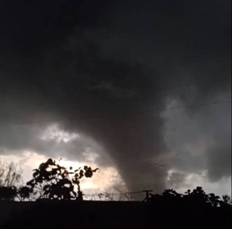 URGENTE: Possível tornado provoca danos em propriedades no interior de Senador Salgado Filho