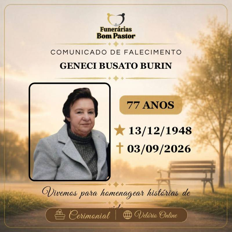 Familiares participam o falecimento de Geneci Busato Burin