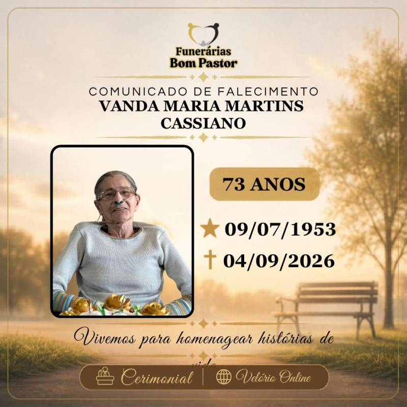 Familiares participam o falecimento de Vanda Maria Martins Cassiano