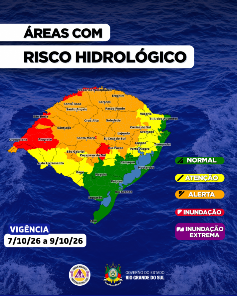 Rio Grande do Sul voltará a registrar tempestades na quarta-feira (7)