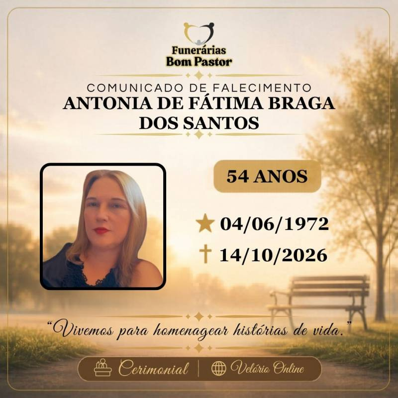 Familiares participam o falecimento de ANTONIA DE FÁTIMA BRAGA DOS SANTOS