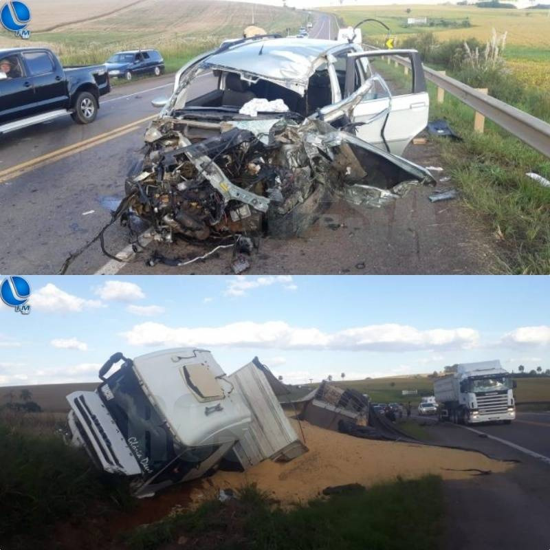 Colisão frontal na BR 285 deixa 03 pessoas feridas em estado grave