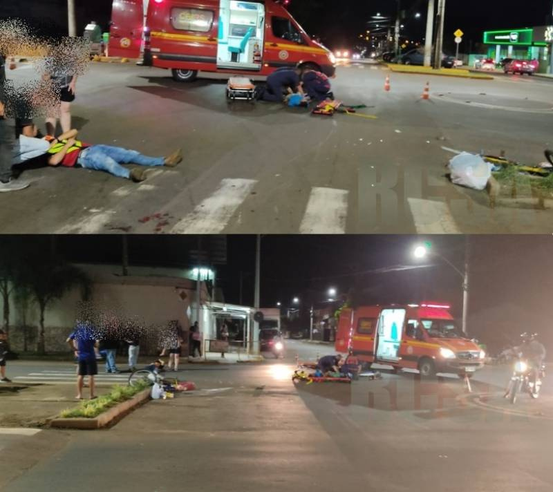 Colisão na Rio Grande do Sul com Marechal deixa motociclista e ciclista feridos, em Santo Ângelo