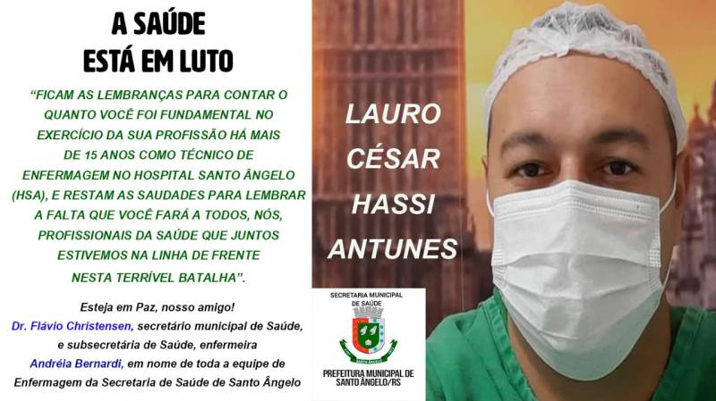 Lauro Hassi: saúde em luto, diz nota do secretário Flávio Christensen