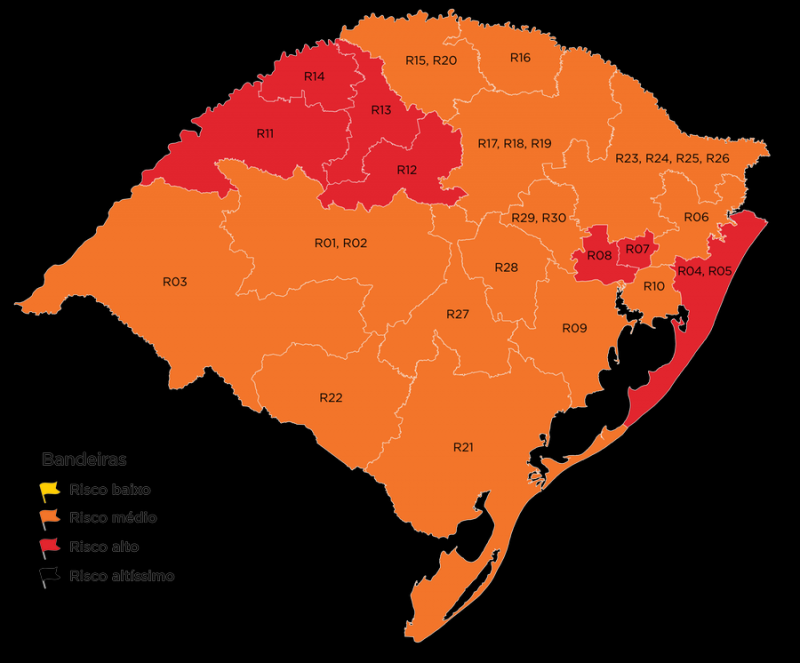 Região das missões permanece na bandeira vermelha em mapa definitivo