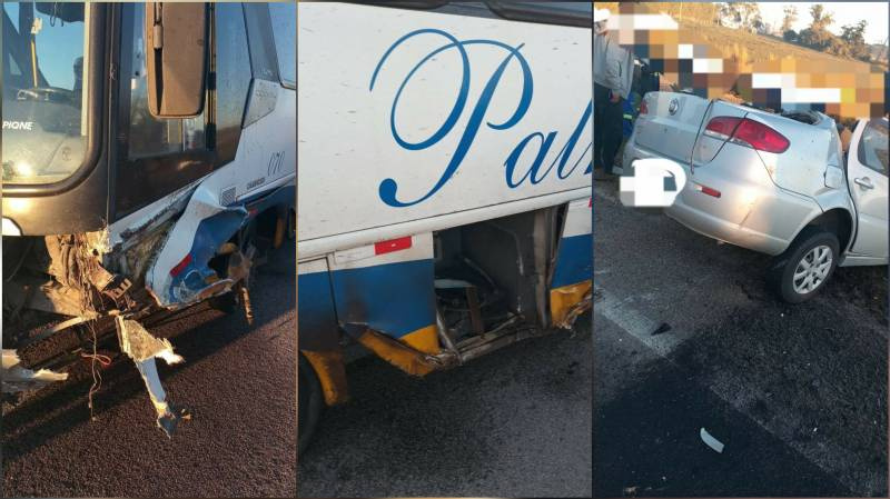 Colisão entre carro e ônibus com 3 óbitos na BR 471 em Santa Vitória do Palmar