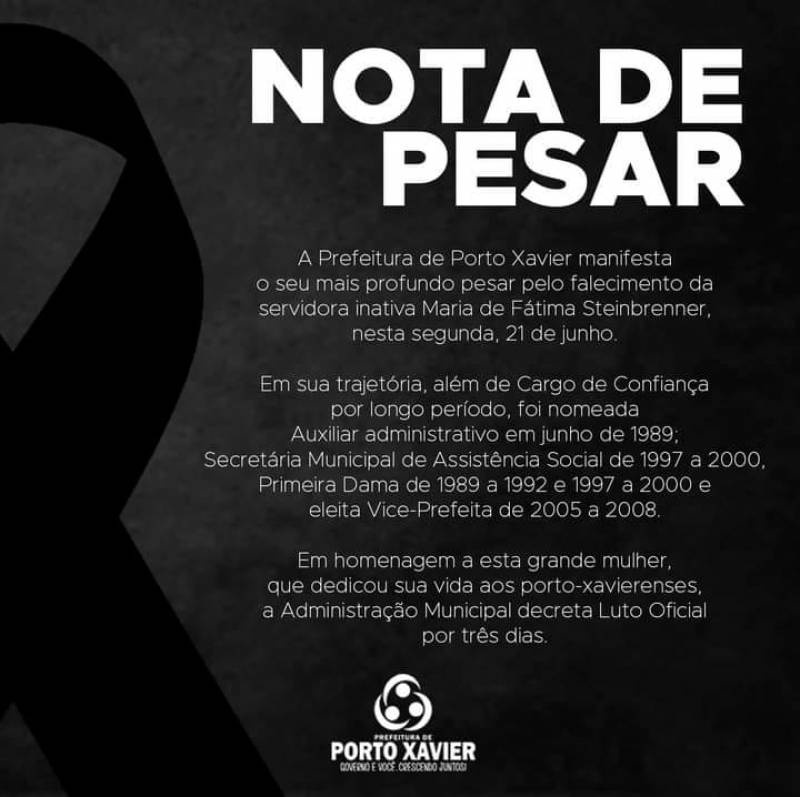 Morre ex vice-prefeita de Porto Xavier, Fátima Steinbrenner