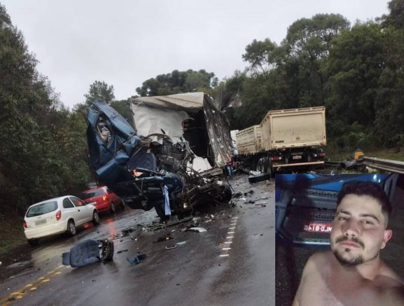 Motorista de 24 anos morre em grave colisão entre caminhão e carreta no oeste catarine