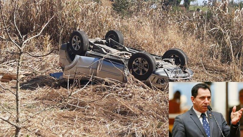 Deputado Coronel Mocellin fica ferido após carro capotar no oeste catarinense