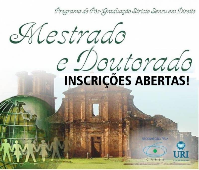 URI inscreve para Mestrado e Doutorado em Direito