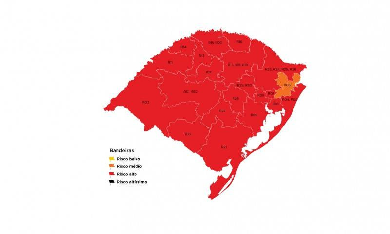 Mapa preliminar apresenta maioria das regiões em Bandeira Vermelha